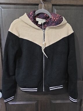 saltwater LUXE Black & Cream Zip Bomber Jacket